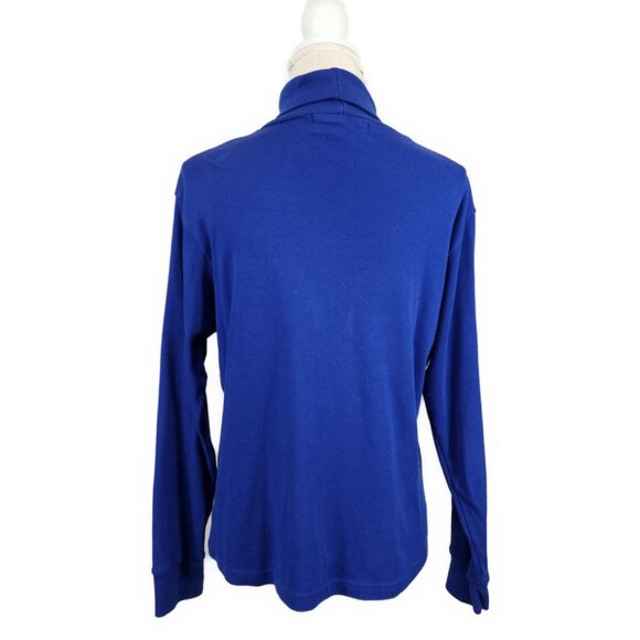 Dress Barn Turtleneck Shirt Women's M Deep Blue Y2K Layering Casual Vintage - Picture 2 of 6